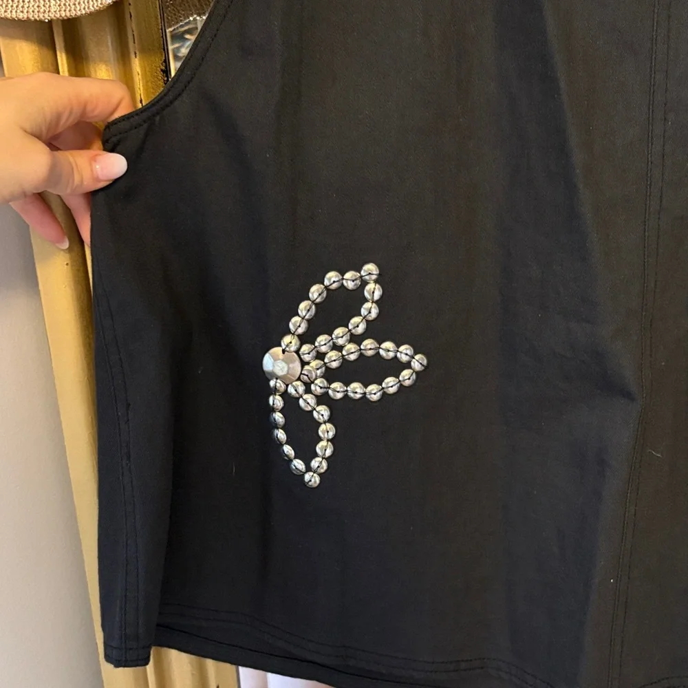 Free People Black Pearl Embellished Blouse - Picture 7 of 13
